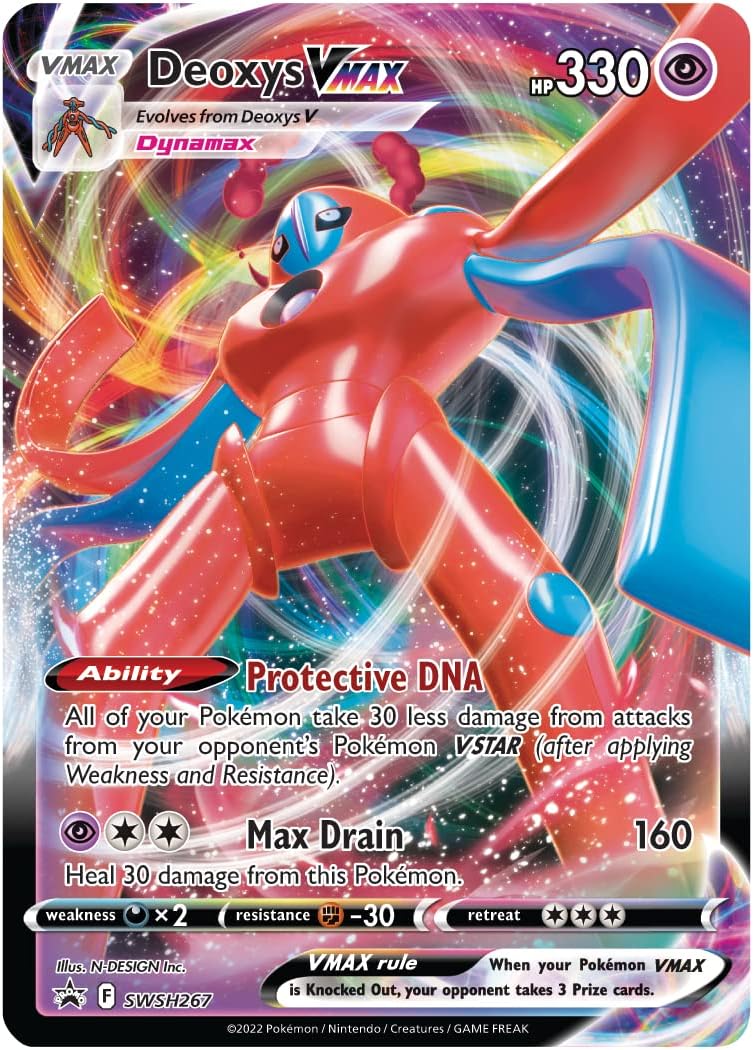 Pokémon TCG: Deoxys VMAX & VSTAR Battle Box (3 Foil Promo Cards, 1 Oversize Foil Card & 4 Booster Packs)