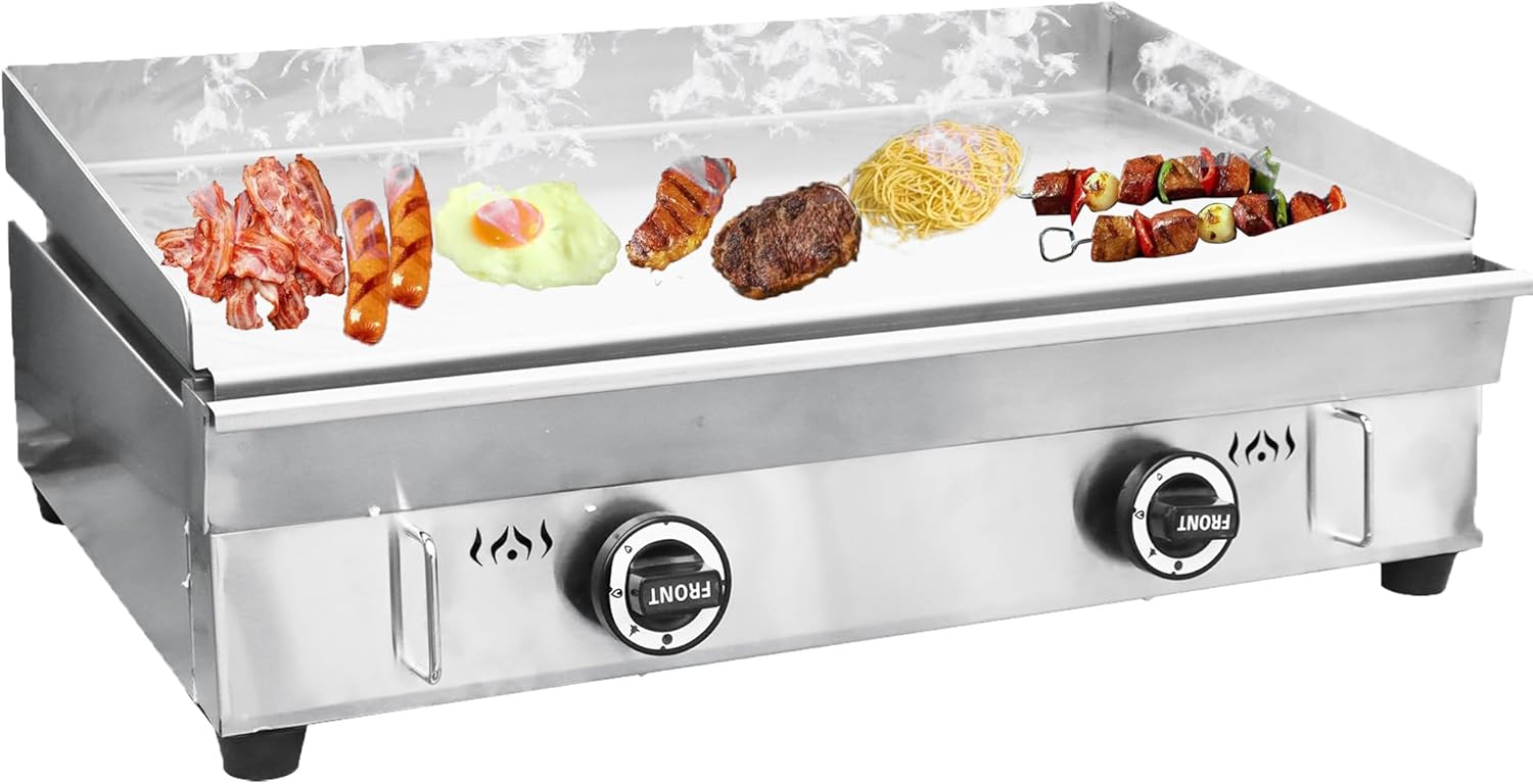 29'' Commercial Restaurant Gas Countertop Griddle LPG Gas Grill Griddle Flat Top Gril 16.14 * 28.94 in with Adjustable Temperature Control