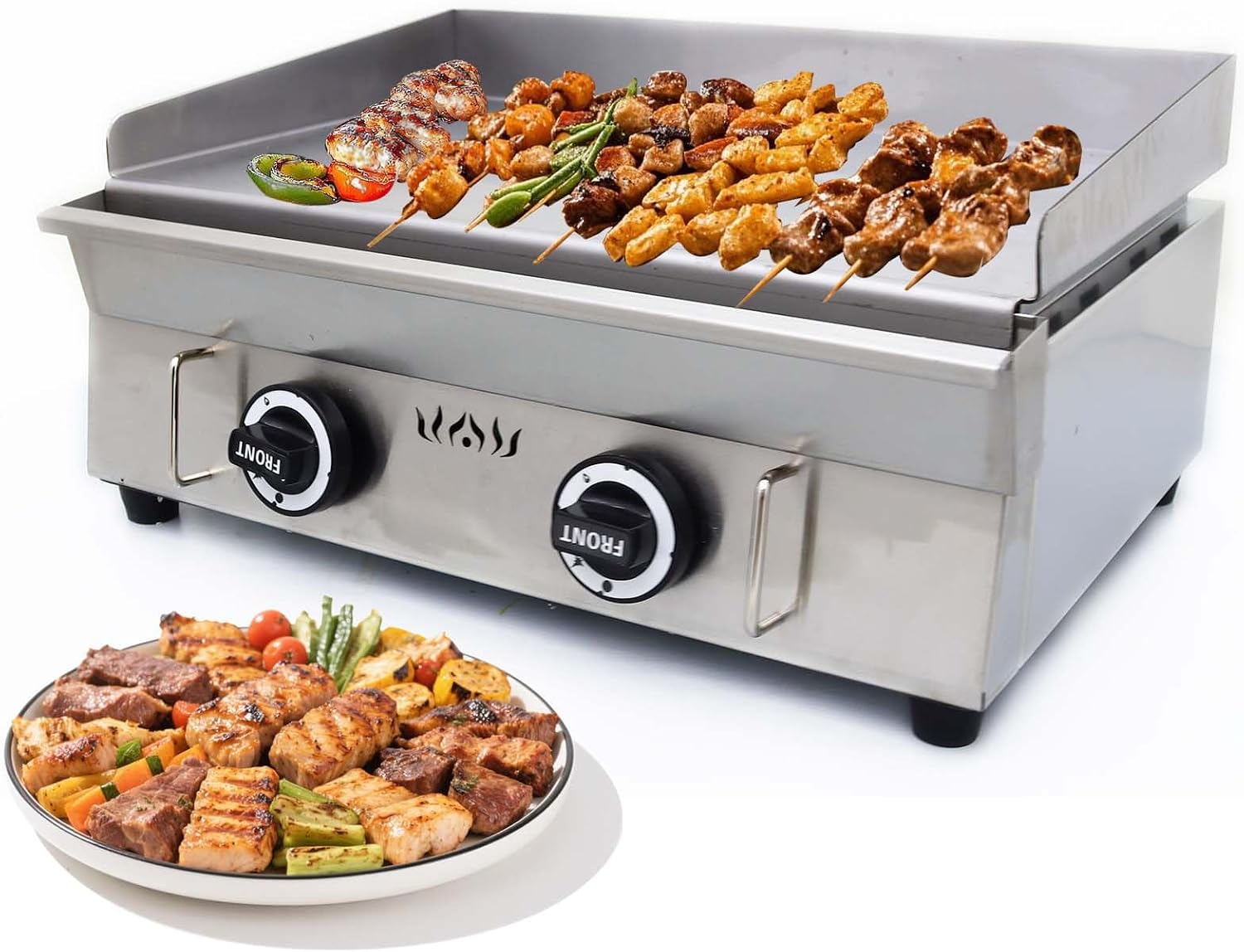 2800Pa 22' x 13.4' Stainless Steel Commercial Home Gas Grill Griddle, LPG Countertop Flat Top Grill with 6MM Thick Steel Plate, Ideal for Camping, Outdoor and Kitchen Use