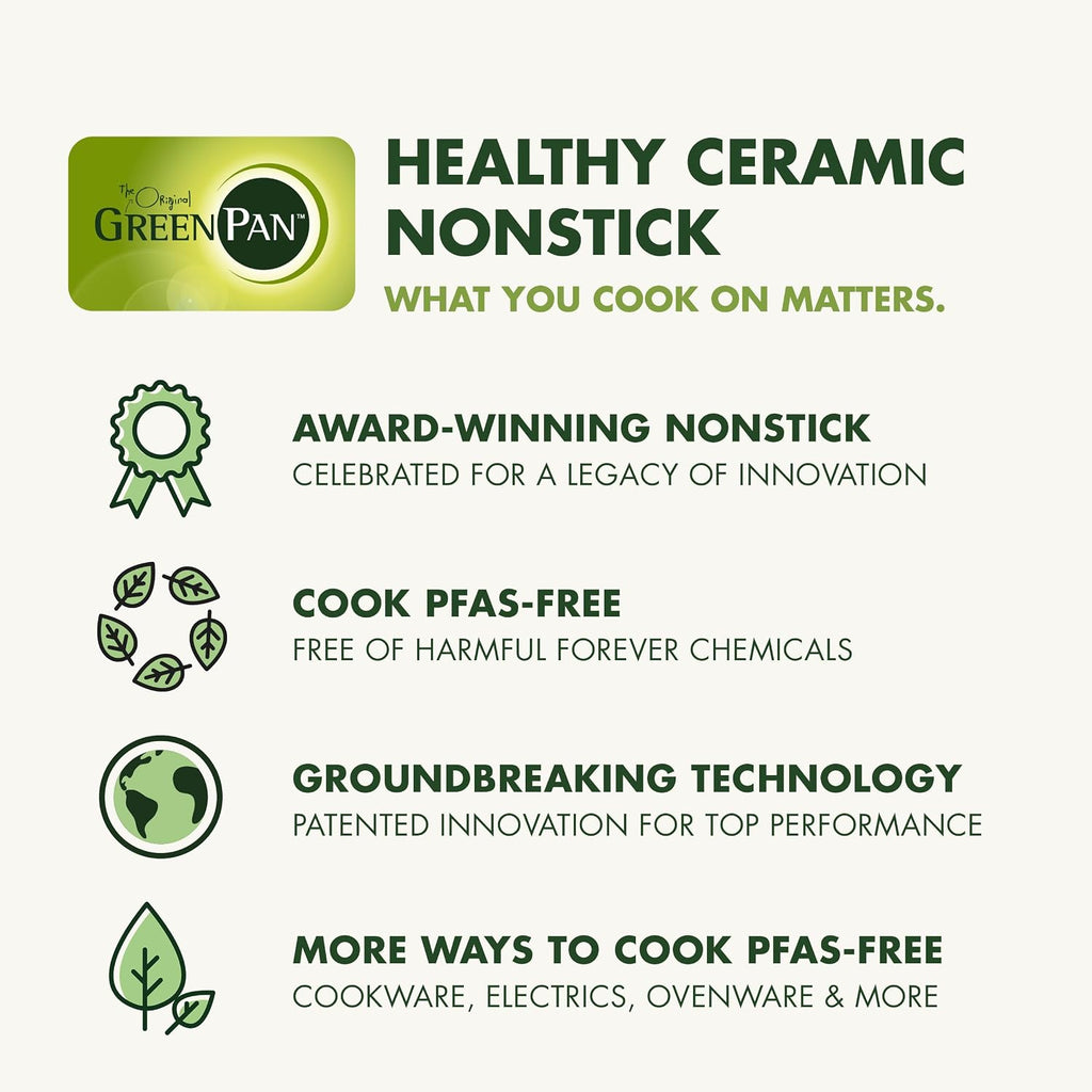 GreenPan 12 Piece Nonstick Swift Cookware Set, Ceramic PFAS-Free Pots & Pans with Lids, Dishwasher & Oven/Broiler Safe to 600F, Kitchen Cooking Set, Sauce, Saute, Stock, Frying Pans, Cream