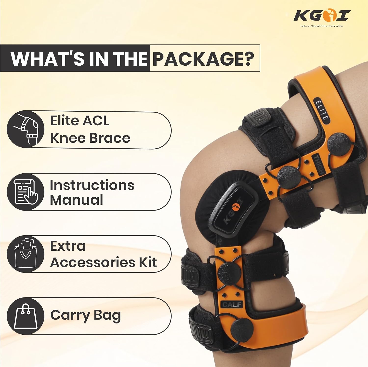 ELITE Orthopedic Knee Support Brace Adjustable Stainless-Steel Hinges, Side Stabilizer Knee brace for Ligament, Sports Injuries, Arthritis OA, Osteoarthritis Pain Relief Unisex, Orange (Size 22)