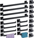 Bathroom Hardware Set 20 Piece Matte Black Bathroom Accessories Set SUS304 Towel Bar Set Includes 4 Towel Bar 24 Inch+4 Towel Holder+4 Toilet Paper Holder+8 Towel Hooks (20, Matte Black, 24 Inch)