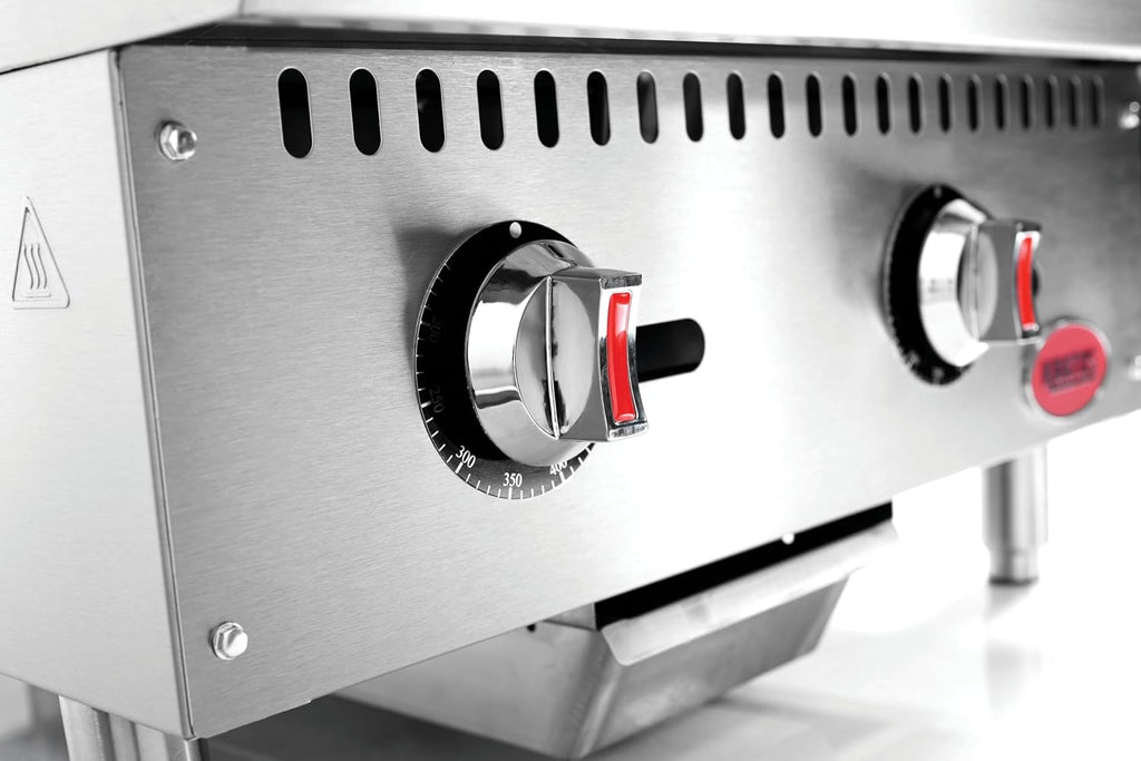 Kratos 24' Wide Commercial Restaurant Gas Countertop Griddle, Thermostatic Controls, 2 Burners, 60,000 BTU Output (29Y-007)