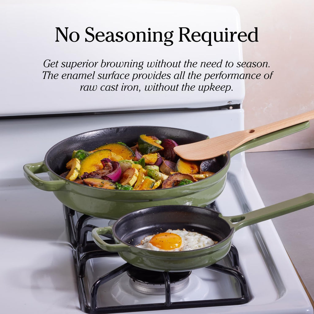 Our Place Cast Iron Always Pan | Premium Enameled, Toxin-Free Surface | 10-inch 8-in-1 Multifunctional Cookware System | Lid, Handle Covers | Heavy Duty Skillet | Oven & High Heat Safe | Steam