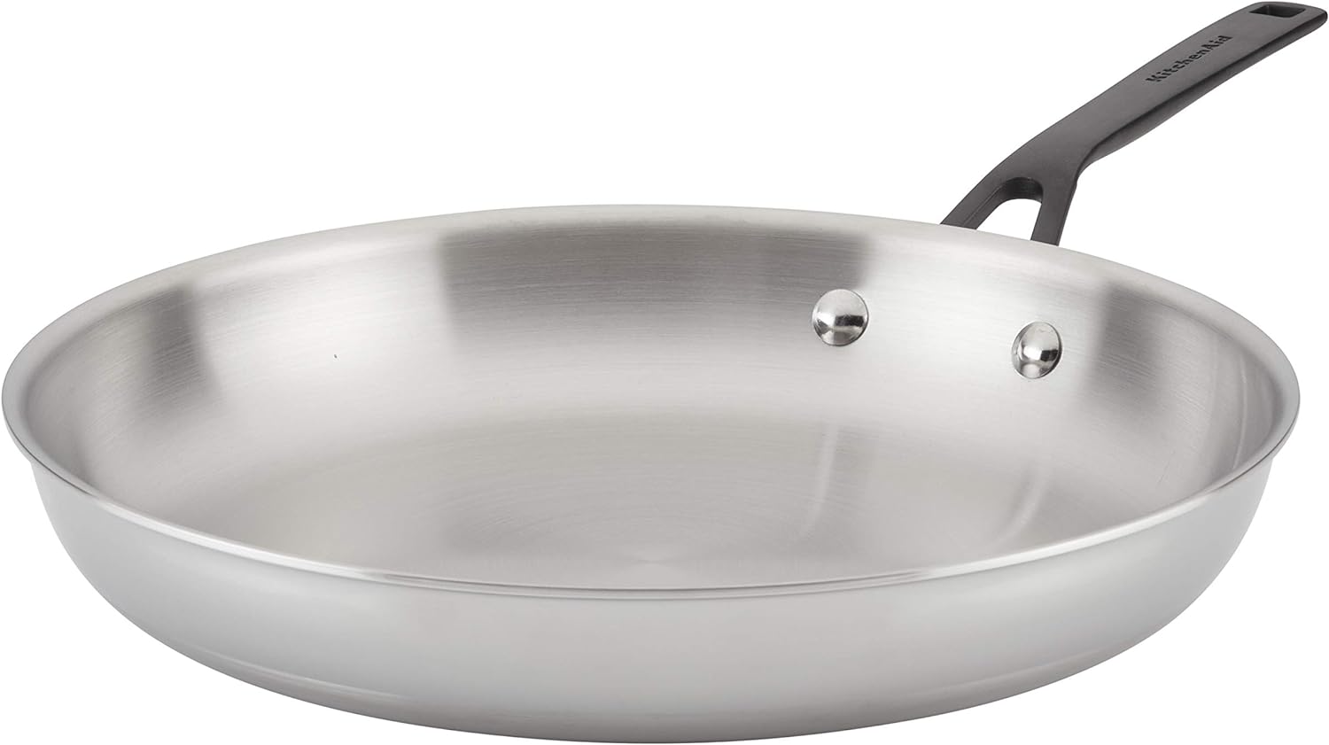 KitchenAid 5-Ply Clad Polished Stainless Steel Fry Pan/Skillet, 12.25 Inch