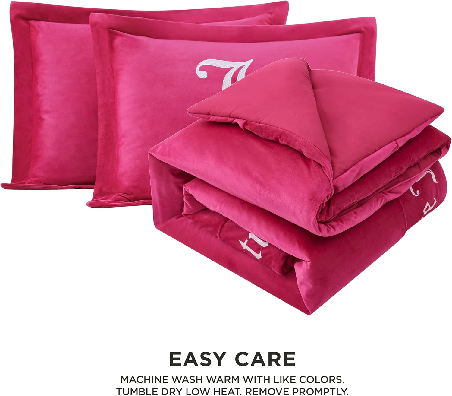 Juicy Couture - Comforter Set - Gothic Design Bedding - King - 3 Piece Set Includes (1) 108' x 92' Comforter and (2) 20' x 36' Shams - Wrinkle Resistant - Premium Bedroom Decor - Hot Pink
