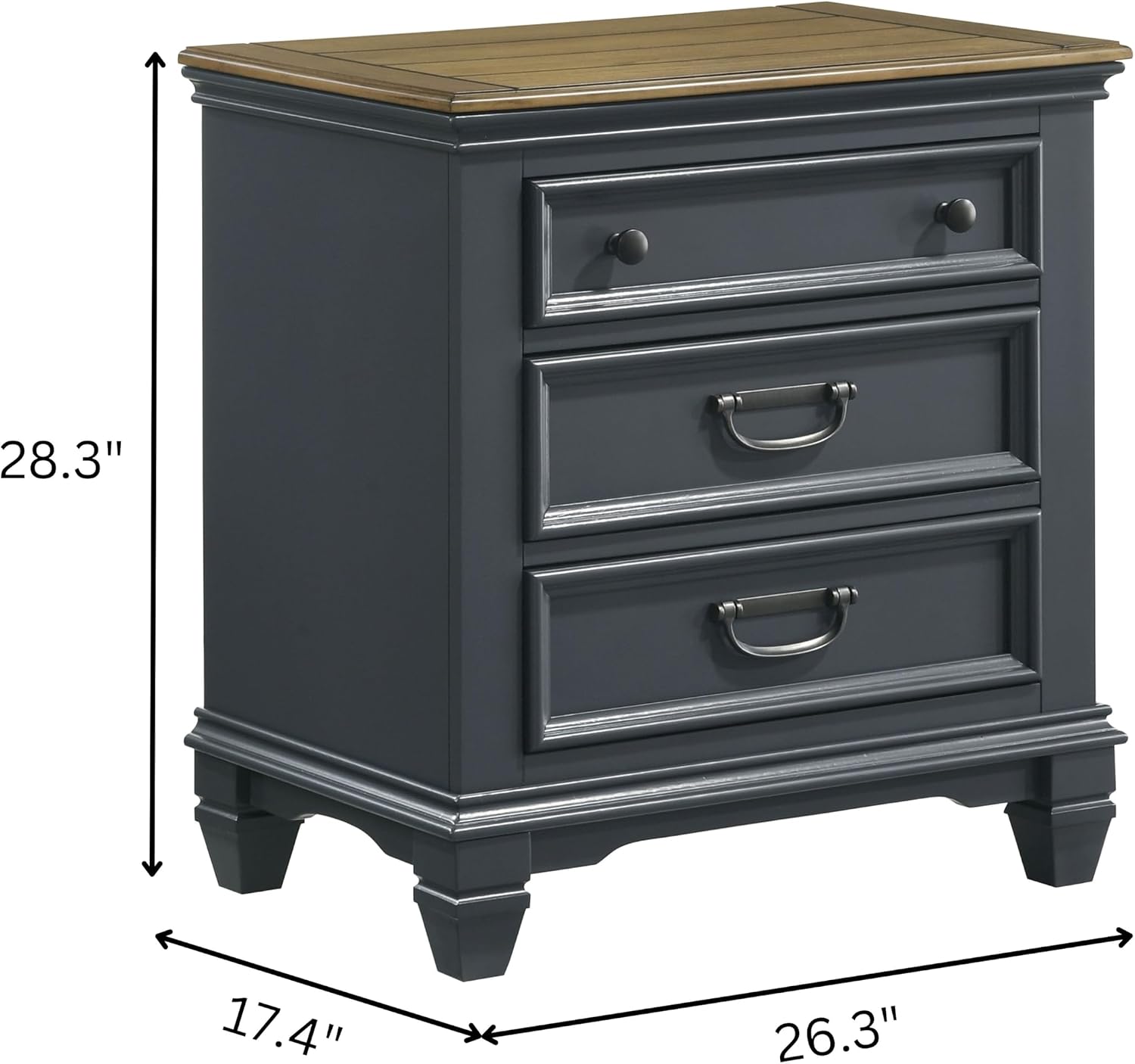 Roundhill Furniture Riverton Wood 3-Piece Bedroom Set, Shiplap Panel Queen Bed with 2 Nightstands in Slate Blue