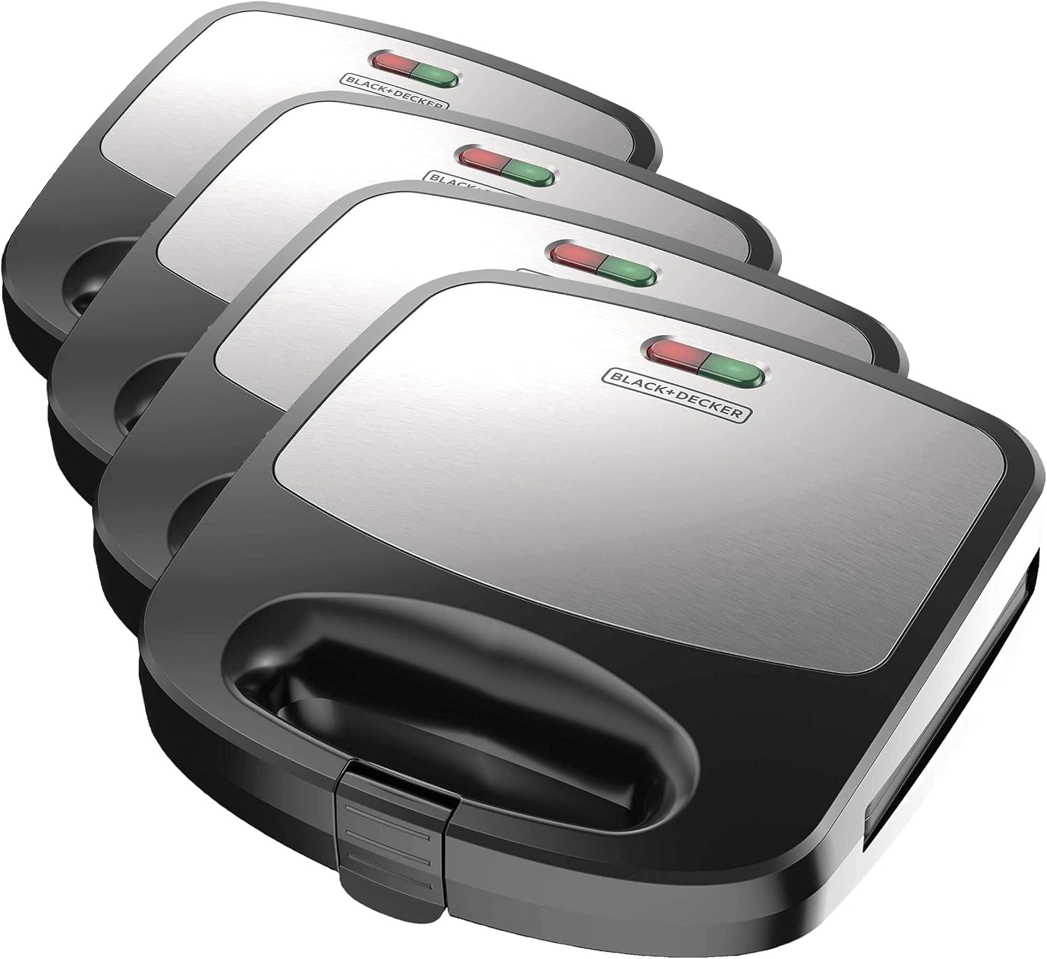 BLACK+DECKER 3-in-1 Waffle Iron, WM2000SD, Grill and Sandwich Press, Non-Stick Removable Plates, Space Saving Compact Design (Pack of 4)