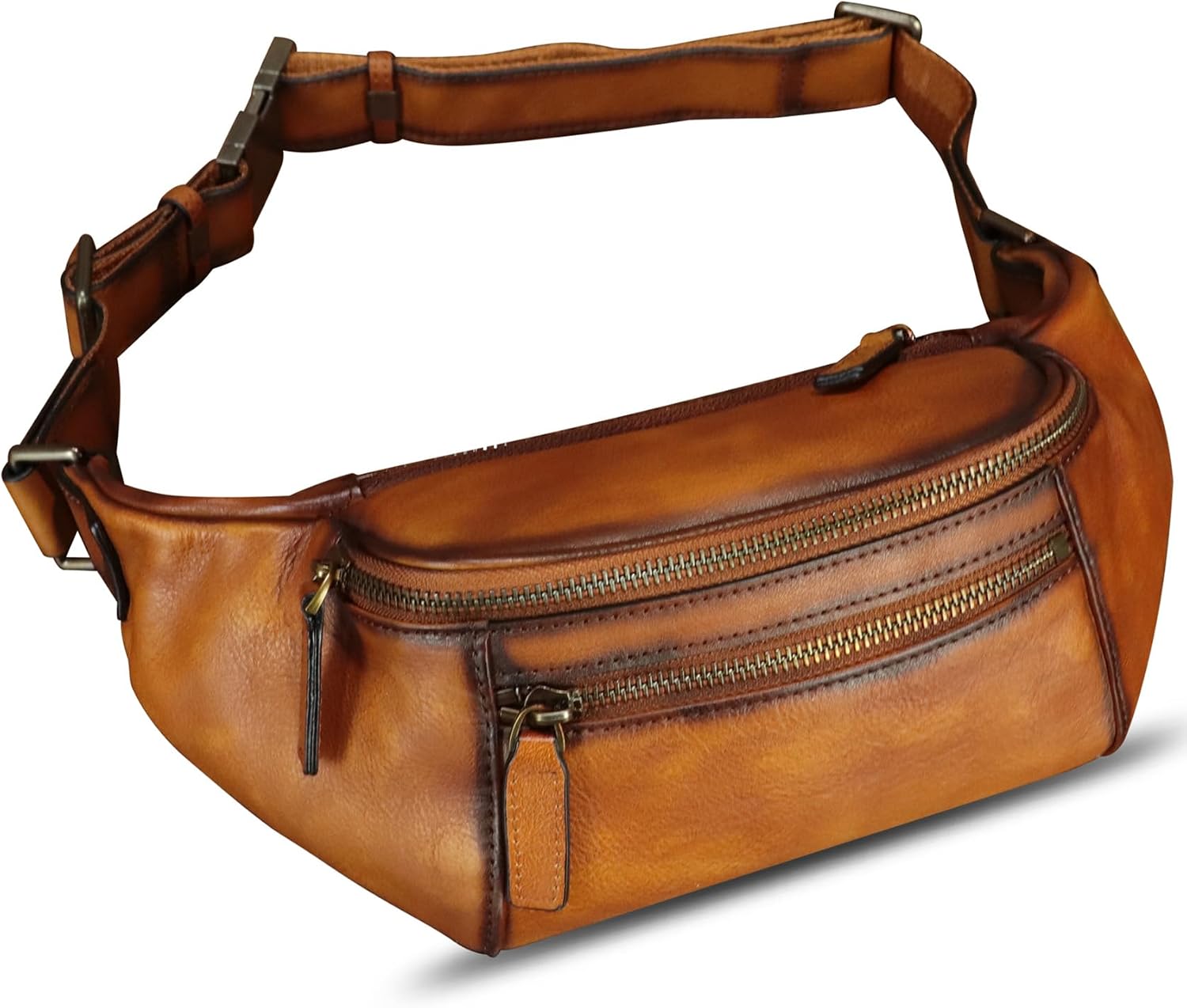 Genuine Leather Fanny Pack for Women and Men Vintage Real Leather Waist Bag Hip Bum Crossbody Sling Bags (Brown)