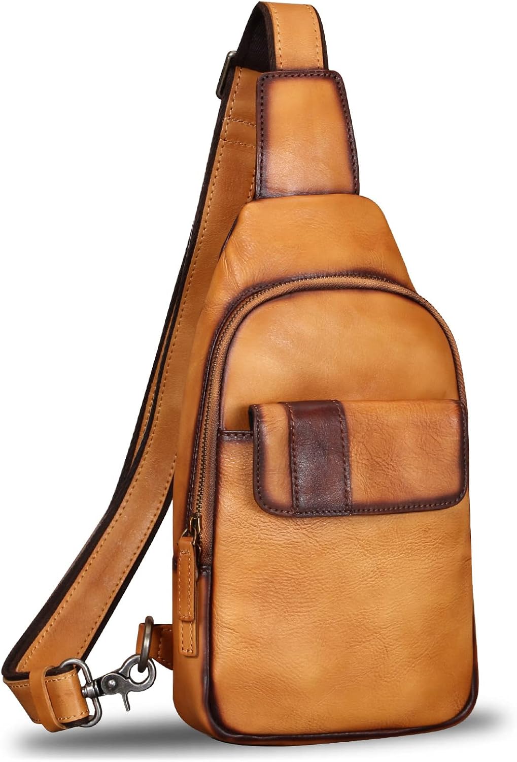 Genuine Leather Sling Bag - Vintage Sling Backpack for Men & Women - Fashion Shoulder & Crossbody Bag