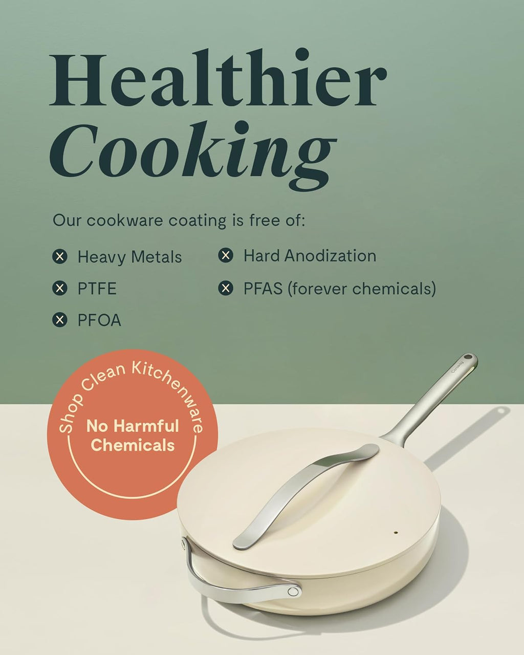 Caraway Fry Pan and Sauté Pan Duo - 10.5' Ceramic Frying Pan and 11.8' Deep Sauté Pan with Lid - Non Stick, Non Toxic, Oven Safe - Navy