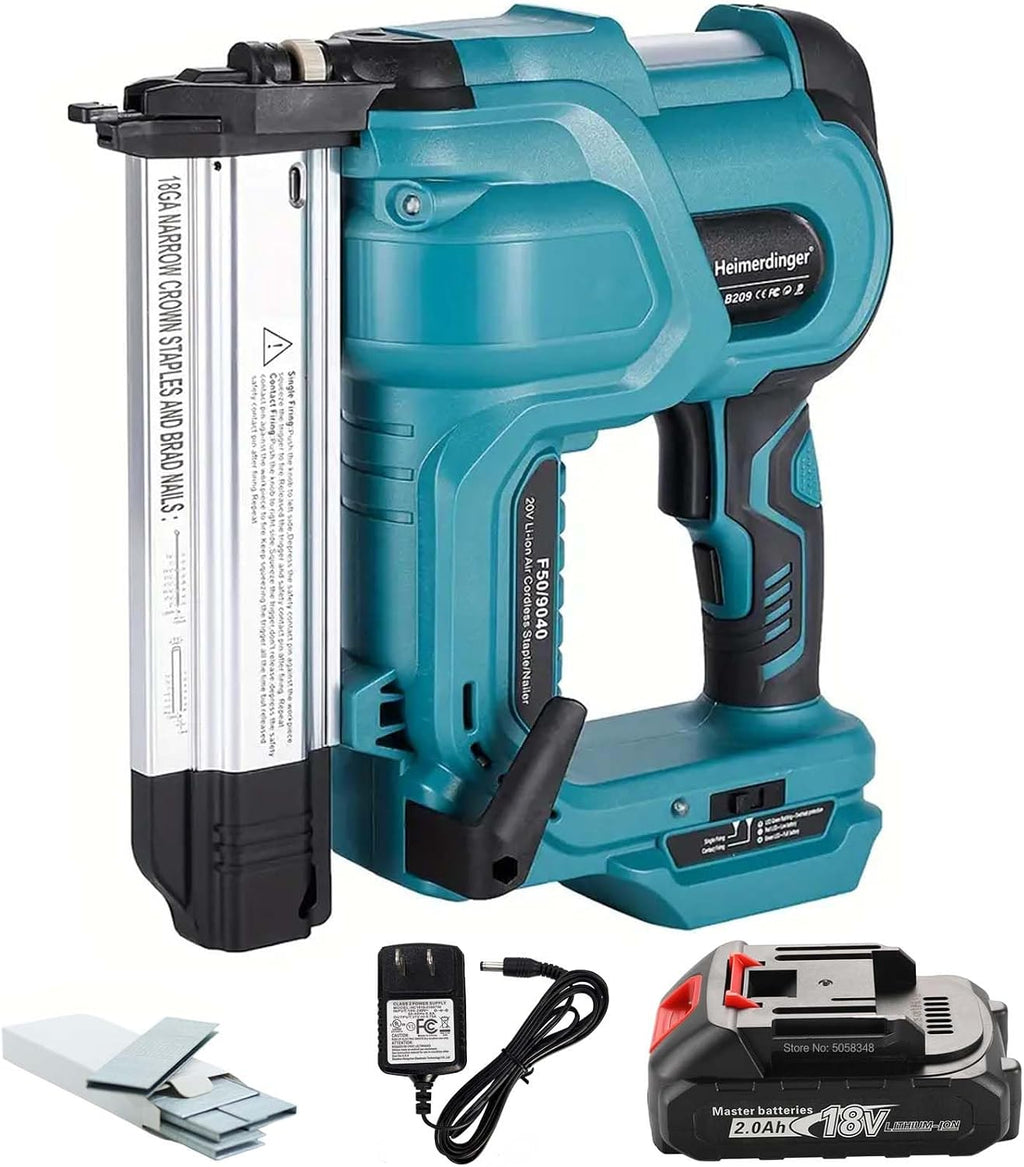 2-in-1 Brad Nailer & Staple Gun with 2000mAh Battery and Charger,Nail Gun Battery Powered, Up to 2 Inch, Tool-Free Jam Release for Woodworking,Upholstery