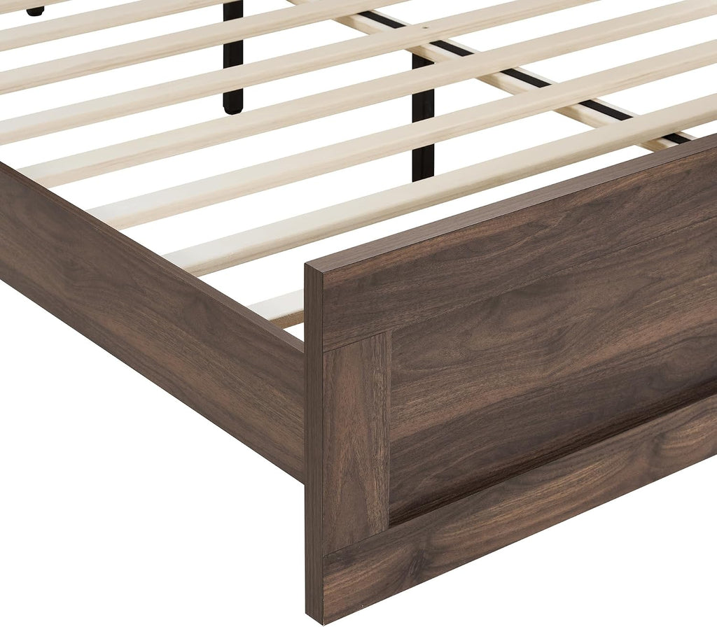 KISLOT Wood Bed Frame, Full Size Wooden Platform Bed Frame with Headboard and Footboard Mattress Foundation Farmhouse Bedroom Furniture No Box Spring Needed