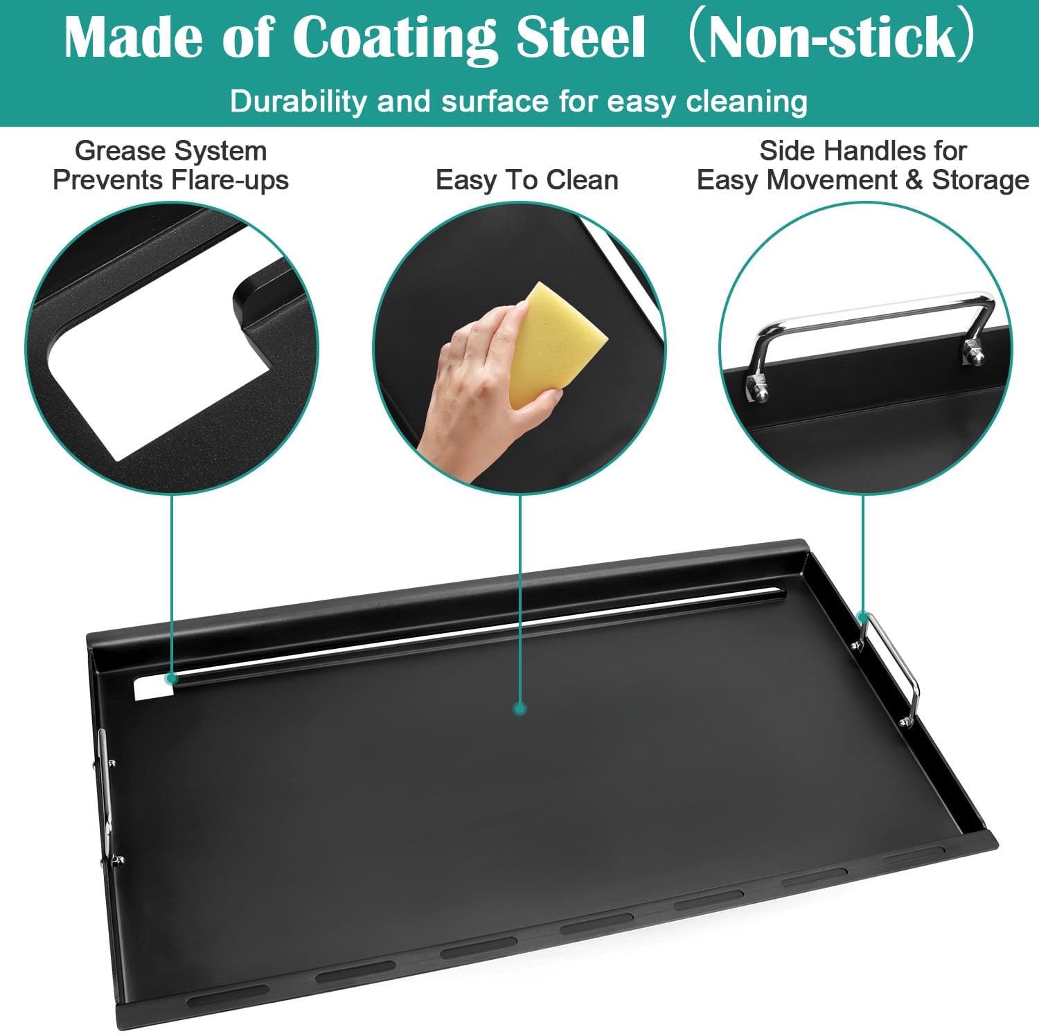 Full-Size Griddle Inserts for Weber Genesis II 400 Series Gas Grill, Flat Top Grill Griddle for Weber GS4 Genesis II E-410 S-410 E-435 S-435 E-440 S-440, Replace for 6789 Ful Size Griddle