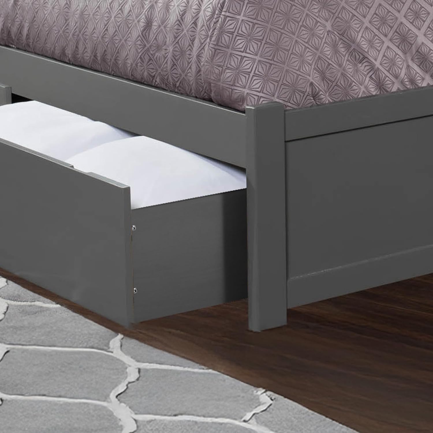 AFI, Nantucket King Platform Bed with Footboard & Storage Drawers, Grey