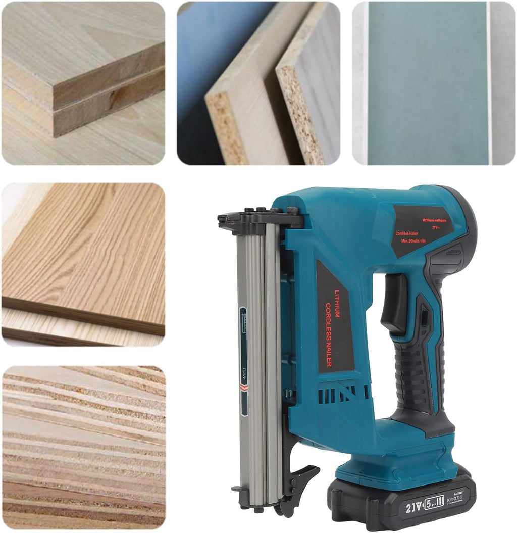 Asixxsix Electric Brad Nailer, Electric Nail Gun/Staple Gun, 100 Nail Capacity, Nail Gun for Trim, Picture Frames, Crafts, Fencing, Carpentry and Woodworking Projects (US Plug 100‑220V)