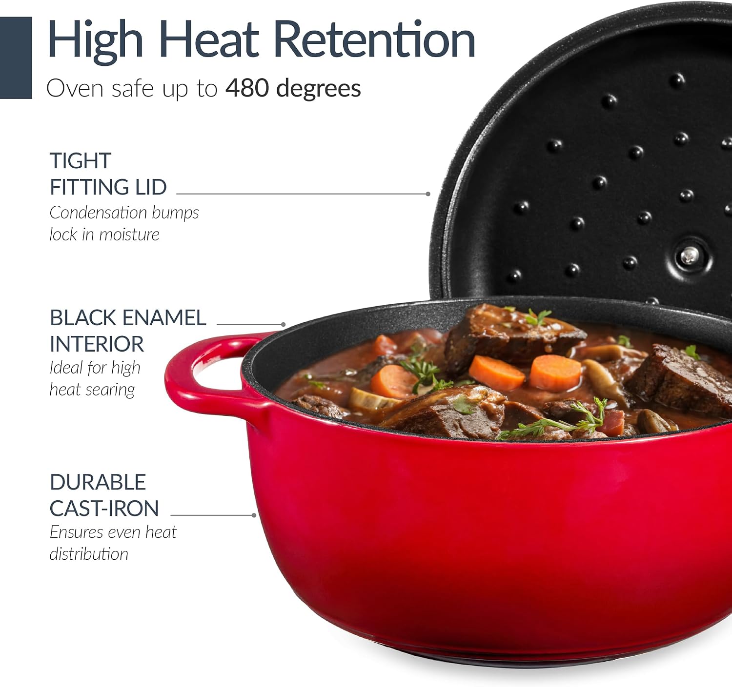 Best Choice Products Non-Stick Pot & Pan Cookware Set, Cast Iron, 2Qt Skillet W/Lid, 10' Grill Or Griddle Pan W/Press, 6Qt Enameled Dutch Oven, Non-toxic, For Cooking & Grilling - Red