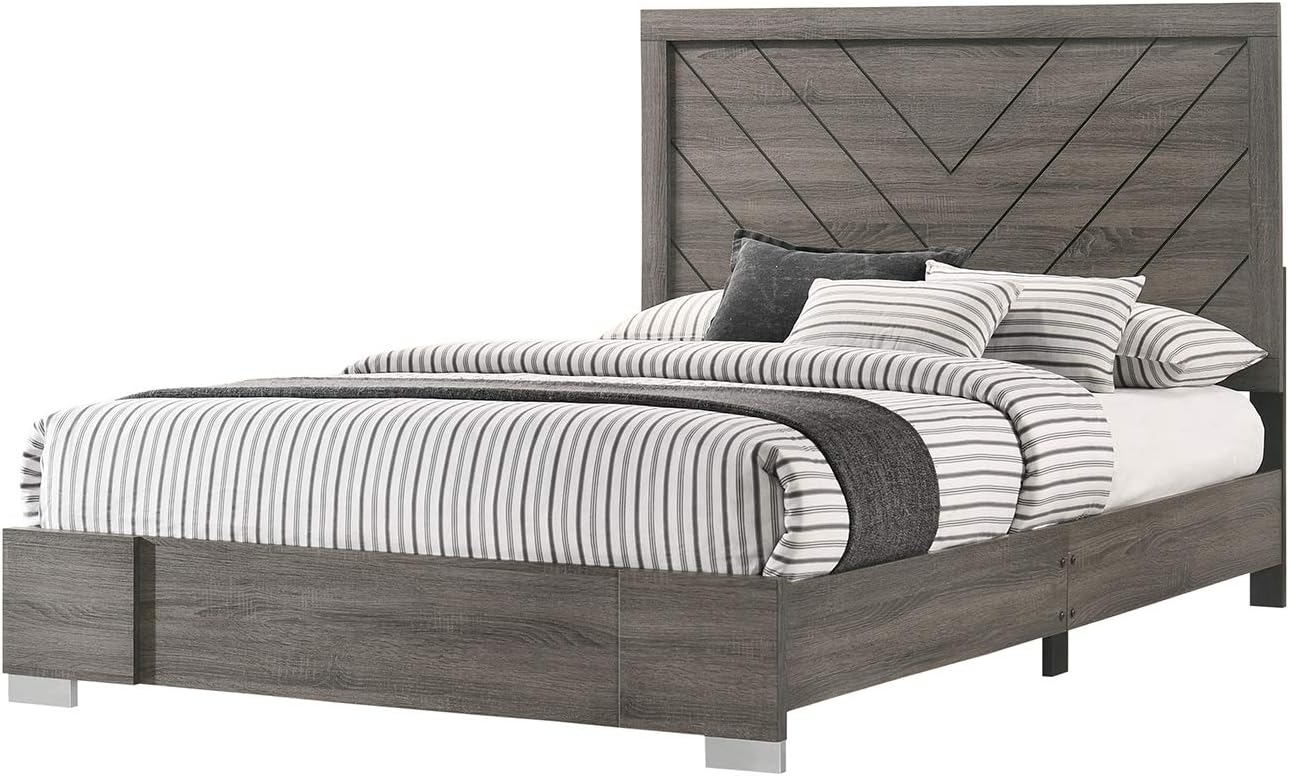 Kings Brand Furniture – Lorain 6-Piece King Size Gray Bedroom Set. Bed, Dresser, Mirror, Chest & 2 Nightstands