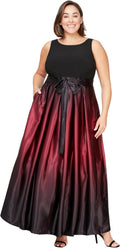 S.L. Fashions Womens Plus Size Sleeveless Long Satin Mother of The Bride Dress with Pockets, Formal Party Gown