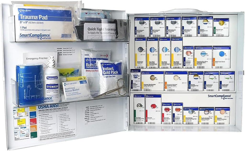 First Aid Only SmartCompliance Food Service First Aid Cabinet, ANSI Class B, 100 People, 337 Pieces (91379)