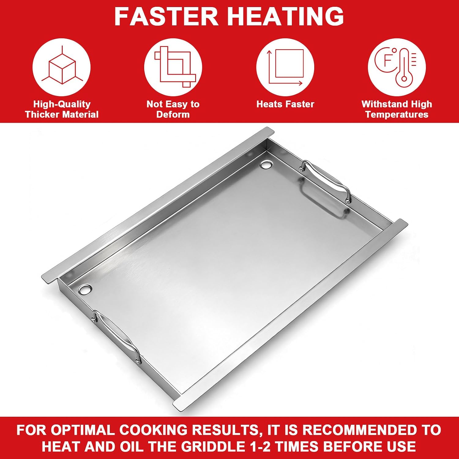 Full Size Griddle Insert - Compatible with Napoleon Prestige/Prestige Pro/Built In 700 Series/Rogue 525, Heavy-Duty Flat Top Griddle with Integrated Grease Traps, Stainless Steel BBQ Grill Accessory