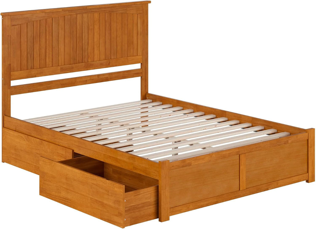 AFI, Nantucket Queen Platform Bed with Footboard & Storage Drawers, Light Toffee