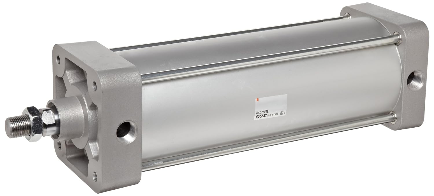 SMC NCA1B150-1200 Aluminum Air Cylinder, Tie-Rod, Double Acting, Basic Style Mounting, Not Switch Ready, Air Cushion, 1.5' Bore OD, 12' Stroke, 5/8' Rod OD, 3/8' NPT