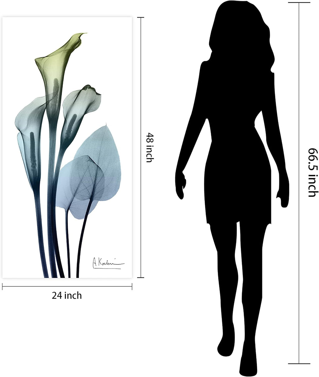 Empire Art Direct Calia Lily Frameless Free Floating Reverse Printed Tempered Glass Wall Art, X-ray Flower Wall Decor, Rectangular, Ready to Hang, Living Room, Bedroom, Kitchen, Gallery, 24' x 48'