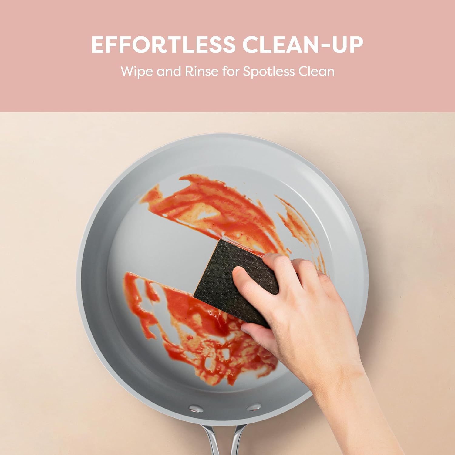 CIARRA Non Stick Cookware Set, Ceramic Pots and Pans Set with Lid, Non Toxic Cooking Set, PTFE & PFOA Free, Oven Safe & Compatible with All Stovetops, Pink