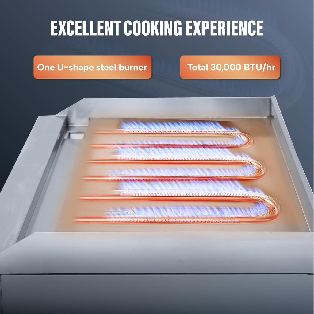 WESTLAKE 16'W Commercial Gas Griddle Countertop Natural Gas and Propane Griddle with Single Burners 30,000 BTU, Stainless Steel Plate Grill for Restaurants