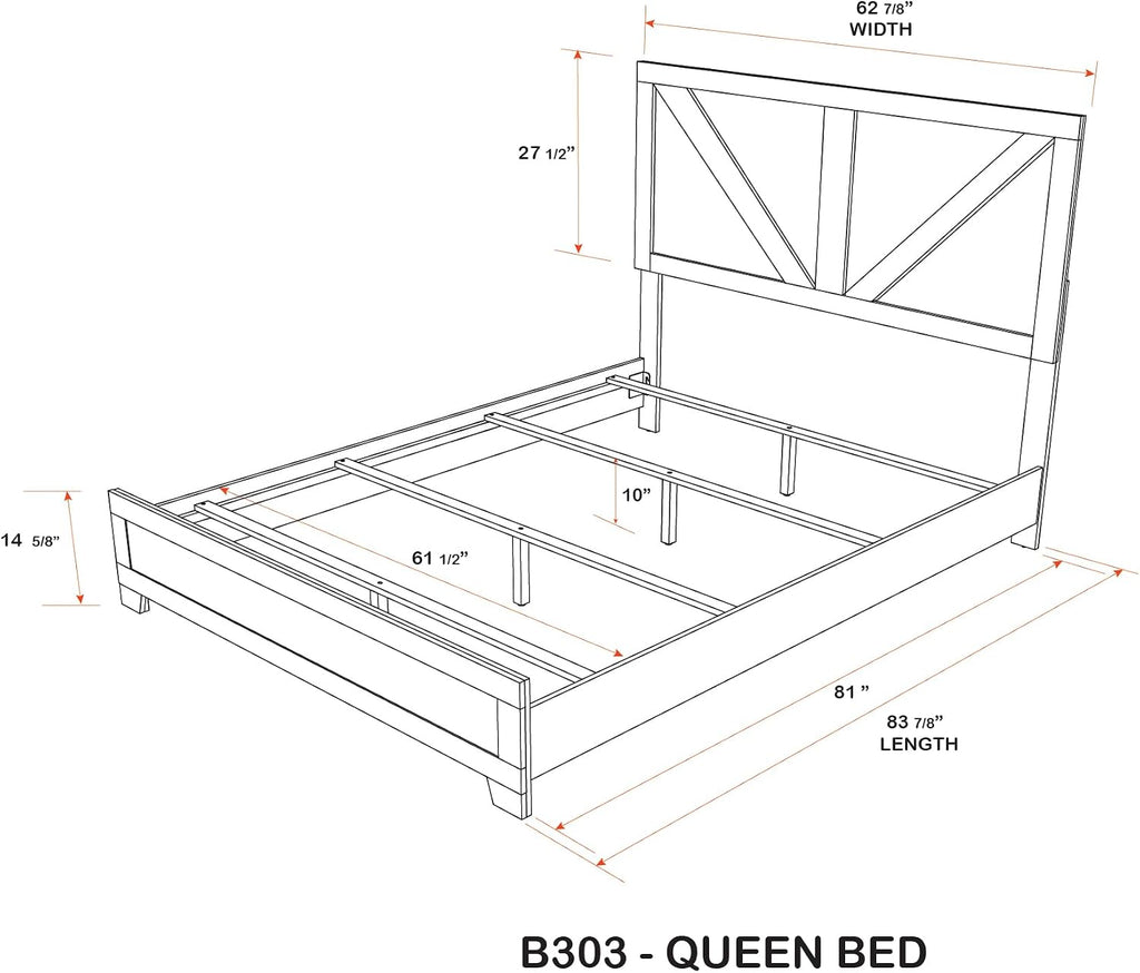 Kings Brand Furniture 3-Piece Antique Natural Bedroom Set – Wood Bed Frame with 2 Nightstands (Queen)