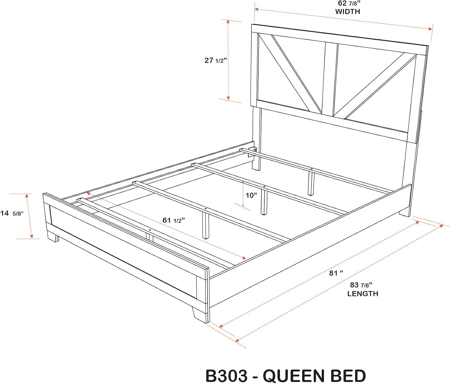 Kings Brand Furniture 3-Piece Antique Natural Bedroom Set – Wood Bed Frame with 2 Nightstands (Queen)