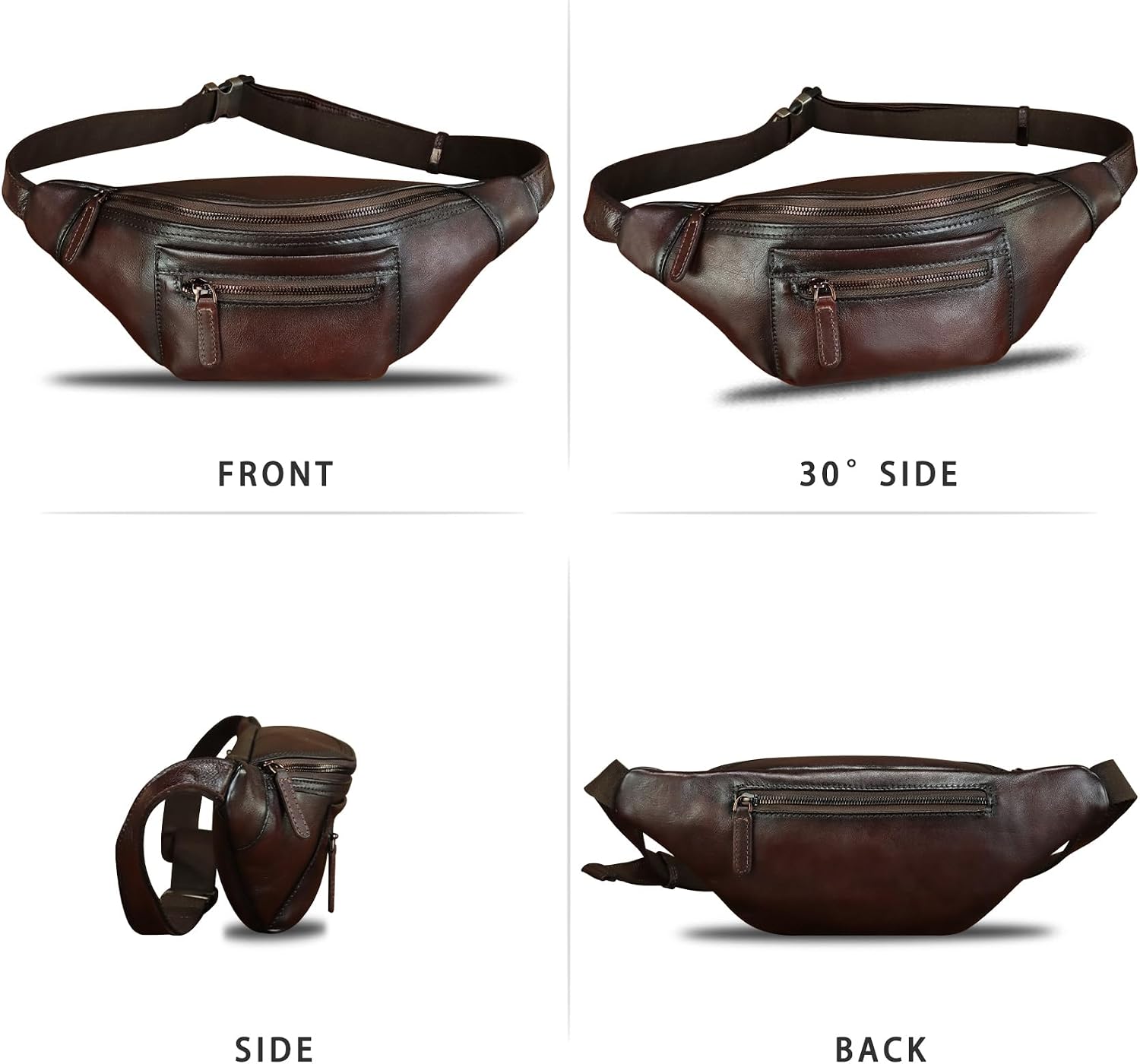 Genuine Leather Fanny Pack for Men and Women Vintage Handmade Leather Waist Bag Sling Backpack Hip Purse Crossbody Bag (Coffee)