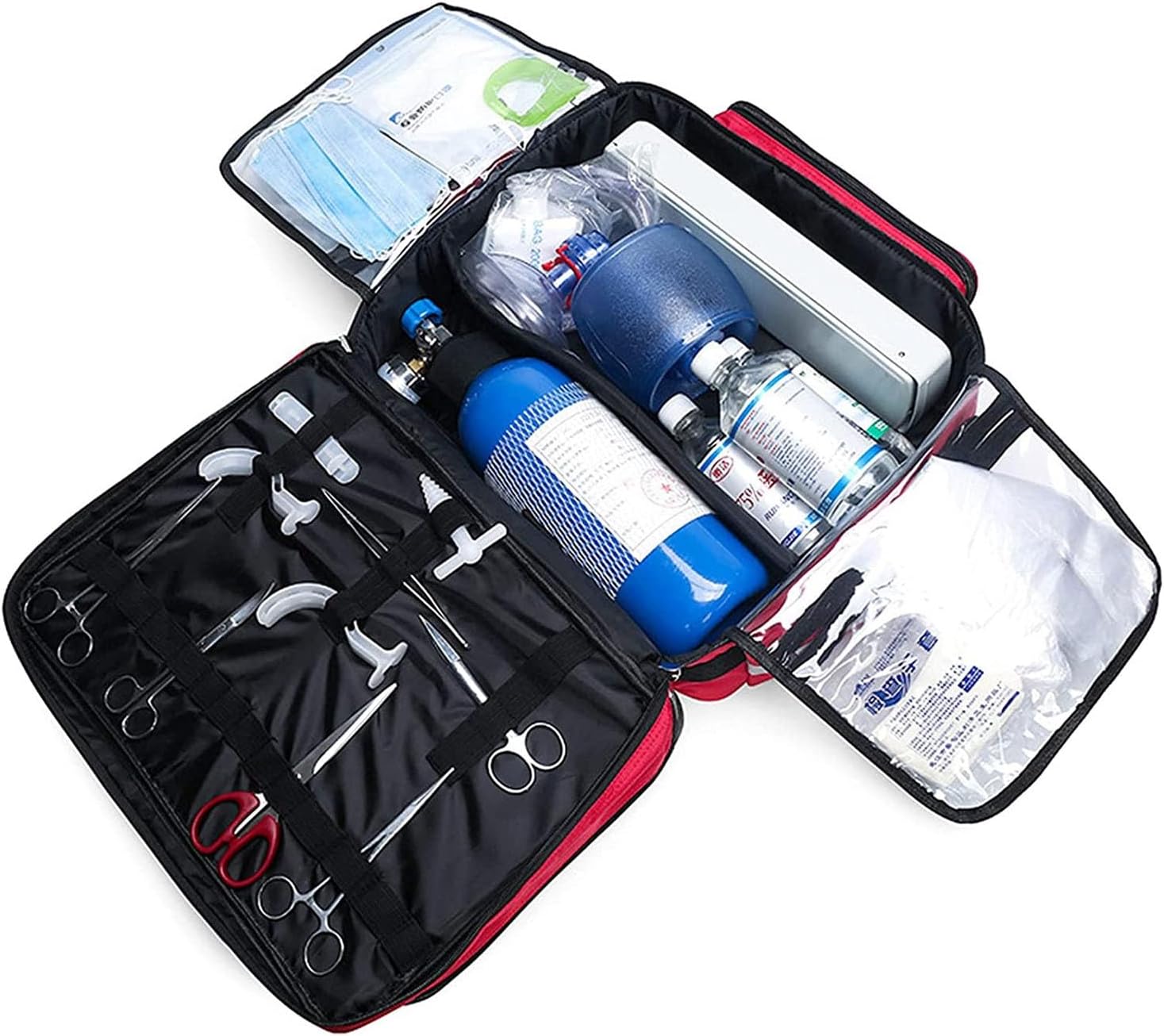 Professional First Aid Kit Bag, Large Capacity, Waterproof Emergency Rescue Ideal for EMT, EMS, Paramedics Portable Storage with Dividers(B)