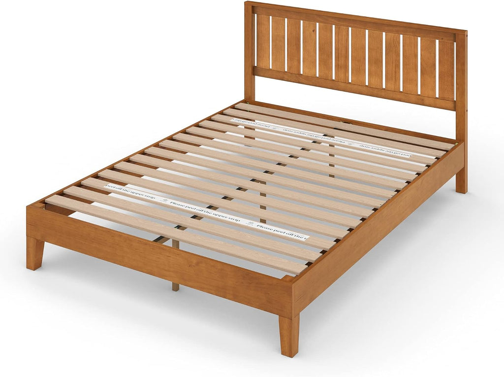 Zinus Alexis Deluxe Wood Platform Bed Frame with Headboard, Wood Slat Support, No Box Spring Needed, Easy Assembly, Rustic Pine, Queen