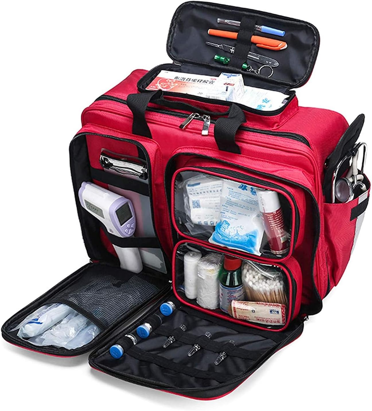Professional First Aid Kit Bag, Large Capacity, Waterproof Emergency Rescue Ideal for EMT, EMS, Paramedics Portable Storage with Dividers(A)