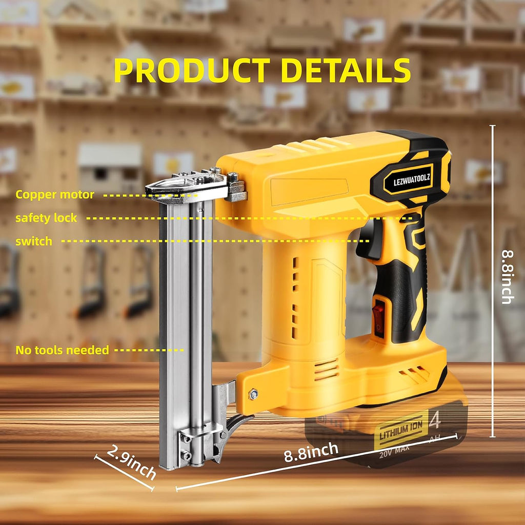 18GA Cordless Brad Nailer Compatible with Dewalt 20V MAX Battery, 5/8 to 1-1/4 Inch, 2 in 1 Brushless 18 Gauge Cordless Nail Gun with 2000pcs Nails/Staples for Wood Carpentry(Tools Only)