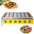 Portable Table Top Gas Grill, 6-Burner Propane Griddle, Gas Stove Cooking Grill, Outdoor Grill with Fat Catcher, Tabletop Burner for Indoor/Outdoor Backpacking Picnic BBQ Camping Picnics,Silver(Khaki)