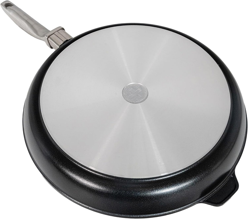 Swiss Diamond Nonstick Frying Pan Hybrid Ceramic and Diamond-Infused Fry Pan With Glass Lid, Dishwasher and Oven Safe Fry Pans (12.5 IN)