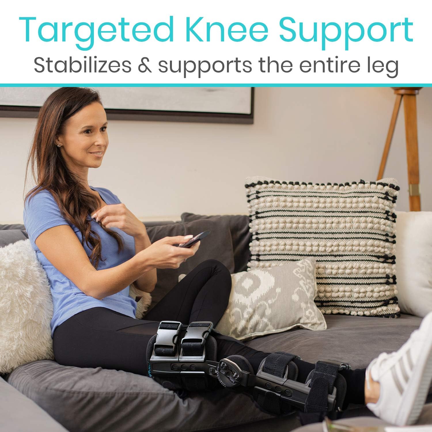 Vive ROM Knee Brace - Hinged Immobilizer for ACL, MCL and PCL Injury - Orthosis Stabilizer for Women and Men - Adjustable Recovery Support for Orthopedic Rehab, Post Op, Meniscus Tear, Right, Left Leg
