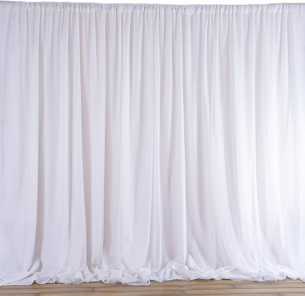 BalsaCircle 20 ft x 10 ft White Chiffon Fabric Backdrop Drapes Curtain - Wedding Decorations Photo Booth Reception Photography Party Supplies