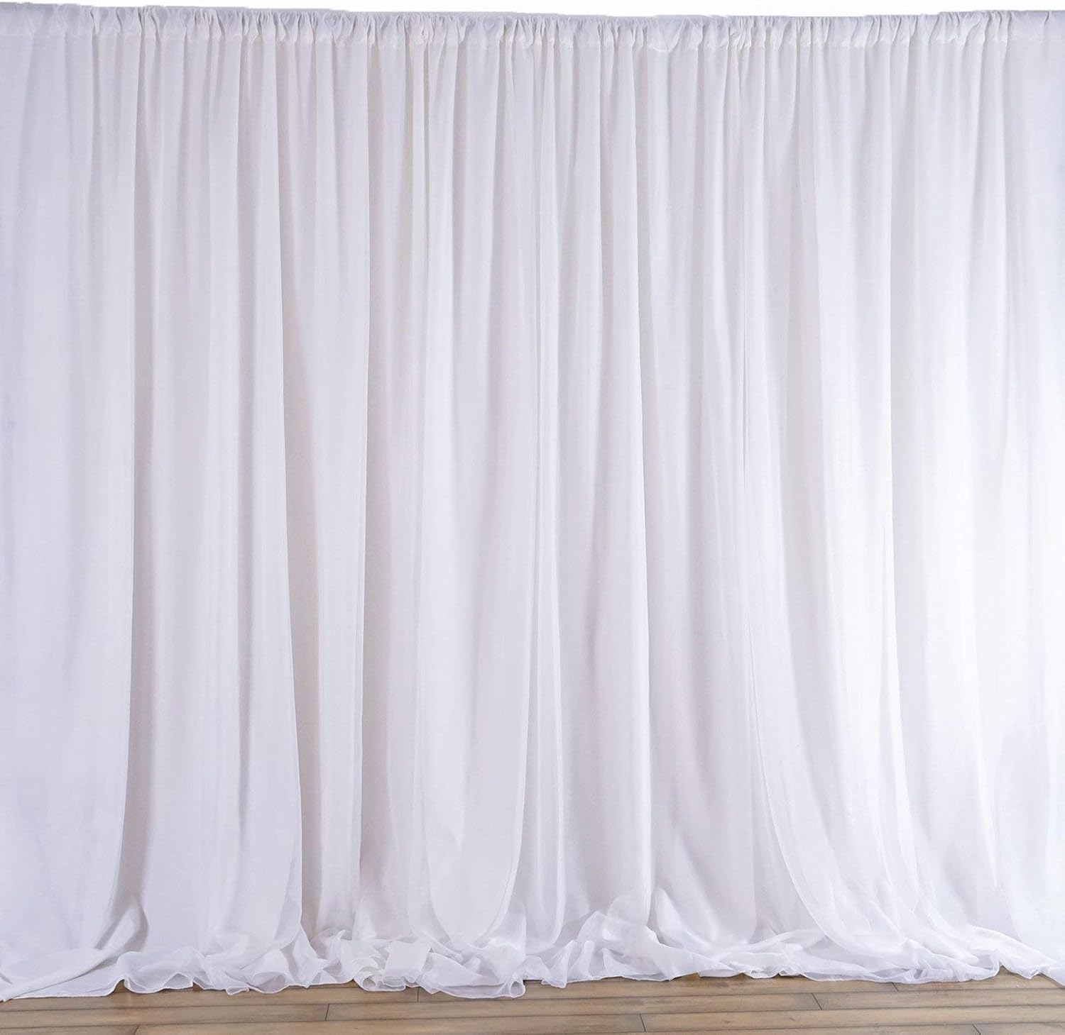 BalsaCircle 20 ft x 10 ft White Chiffon Fabric Backdrop Drapes Curtain - Wedding Decorations Photo Booth Reception Photography Party Supplies