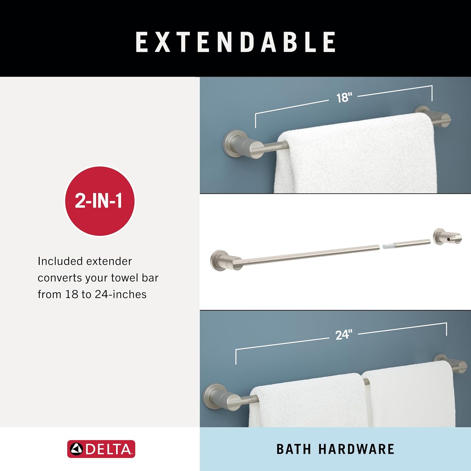 Delta 4-Piece Champagne Bronze Bathroom Set Towel Rack, Ring, Toilet Paper Holder, Hook | Nicoli Bath Accessories