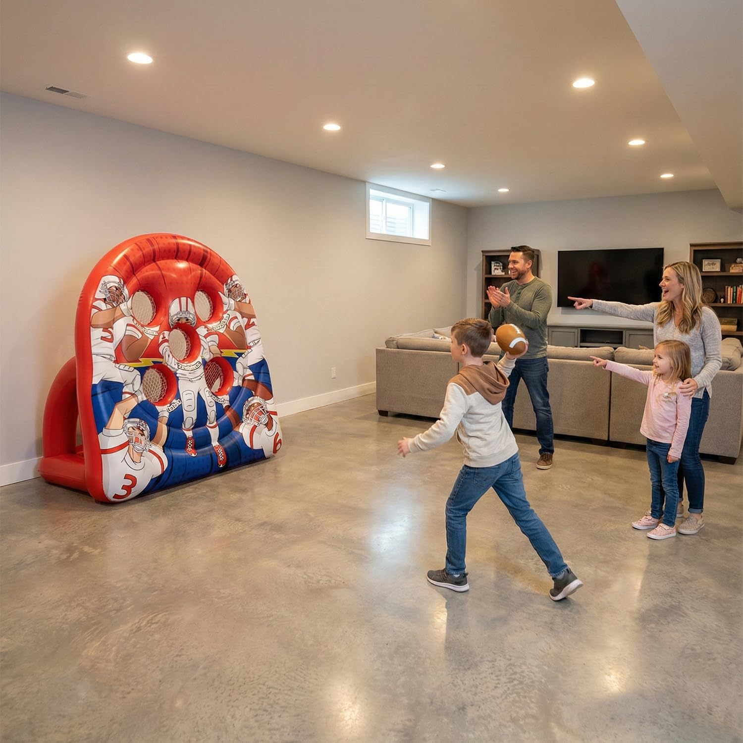 6FT Giant Inflatable Football Target Toss Game - Fun Indoor & Outdoor Yard Games for Kids & Adults, Football Party Throwing Games, Carnival Games, Camping & Tailgate Lawn Activities