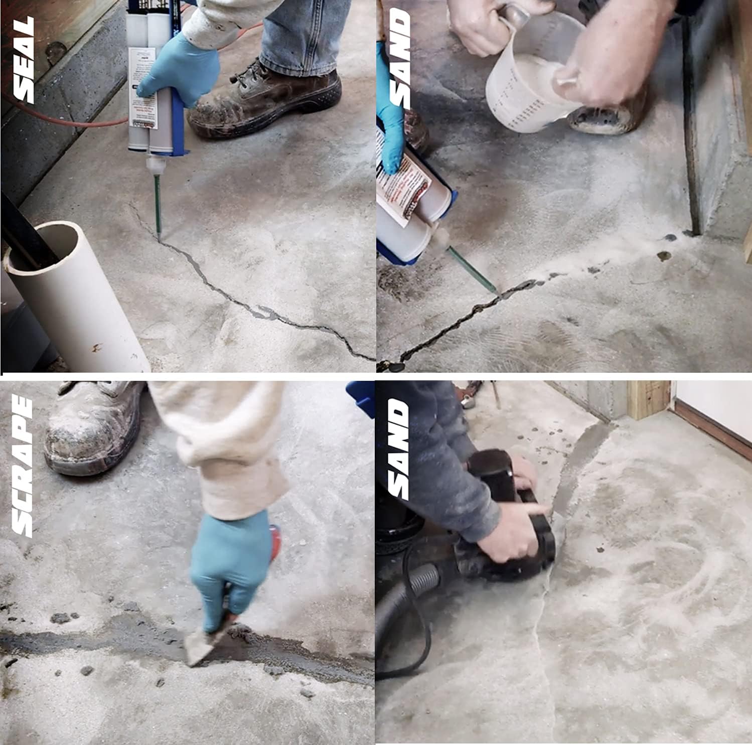CrackWeld PRO Concrete Crack Repair Kit – Floor & Slab Repair for Basement, Garage & Driveway, Fast-Curing, No Grinding, Complete Kit