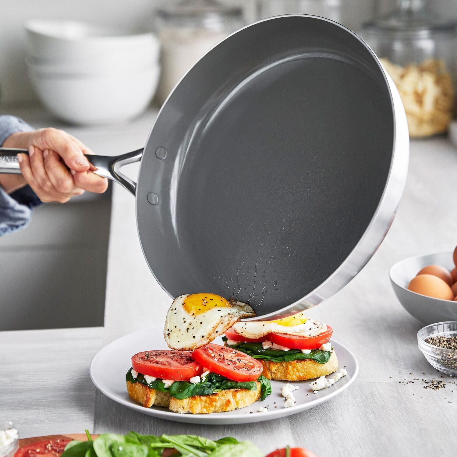 GreenPan GP5 Stainless Steel 5-Ply Healthy Ceramic Nonstick 13 Piece Cookware Pots & Pans Set, Frying Pans, Sauté, Saucepans, Stock Pot, Scratch Resistant, Induction,Dishwasher & Oven Safe, PFAS-Free