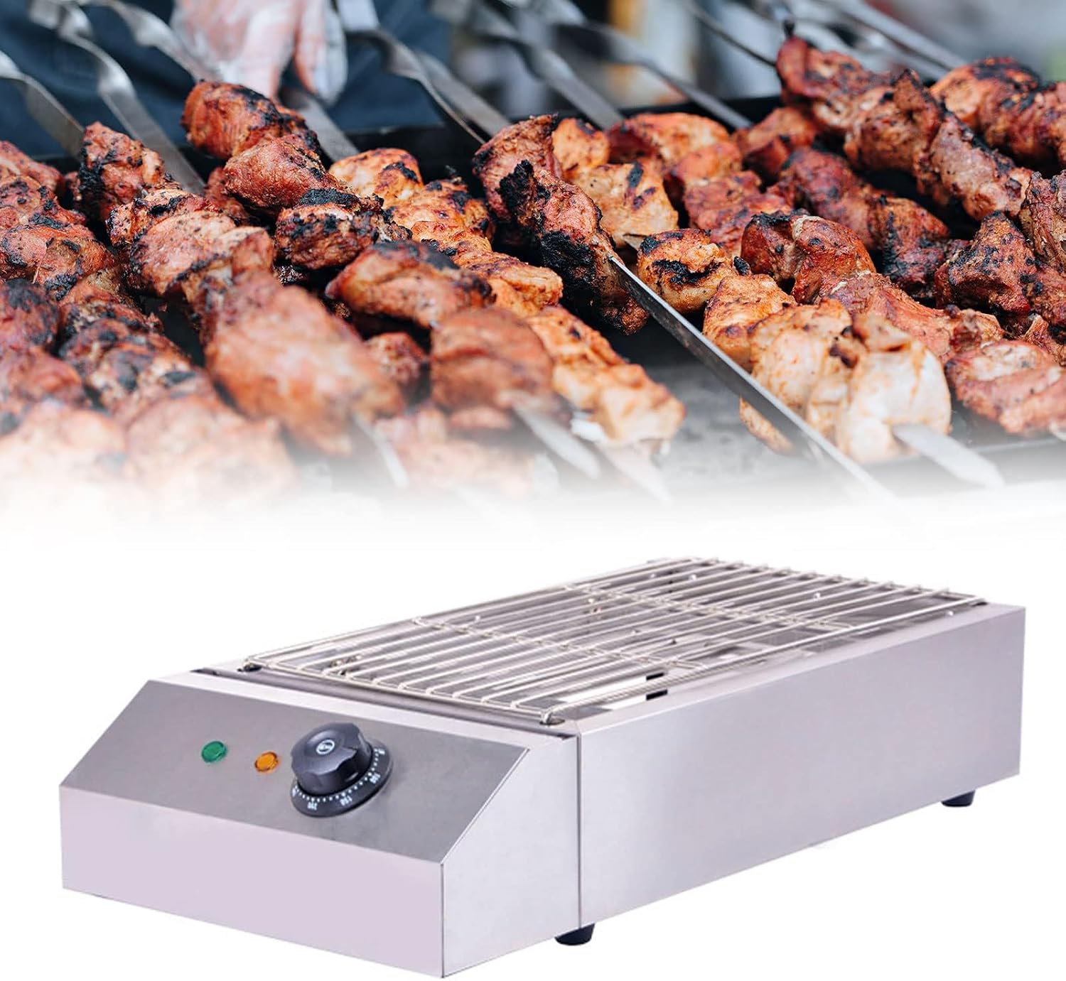 Electric Table Top Griddle Electric Portable BBQ Barbecue Grill Indoor Cooking Grill with Water Filled Drip Tray Temperature Control Kebab Grill,D280