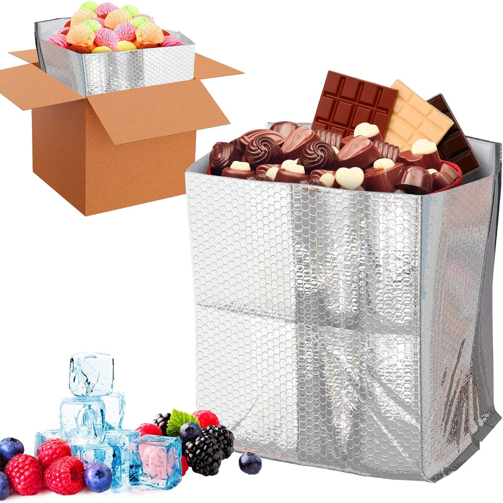 ABC PACK & SUPPLY Insulated Box Liners, 10 x 10 x 10 Inch Thermal Shipping Bags, Self Seal Foil Bubble Pouches for Hot and Cold Food Delivery, Leak Resistant, Pack of 50