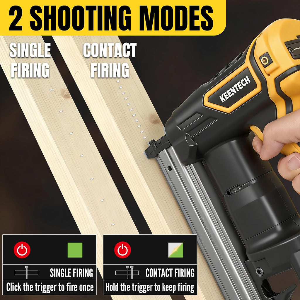 18 GA Cordless Brad Nailer for Dewalt 20V Battery (No Battery), Cordless Nail Gun with 1000PCS 3/8'–1-1/4' Nails, Electric Brad Nailer with Powerful Driving Force, 2 Firing Modes, for Baseboard & Wood