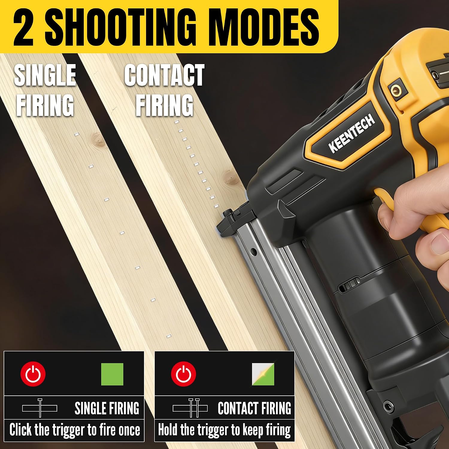 18 GA Cordless Brad Nailer for Dewalt 20V Battery (No Battery), Cordless Nail Gun with 1000PCS 3/8'–1-1/4' Nails, Electric Brad Nailer with Powerful Driving Force, 2 Firing Modes, for Baseboard & Wood